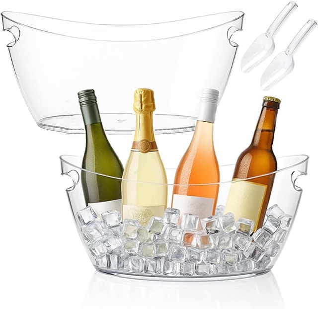 NEW 2 Thickened 5.5L Ice Buckets, Beverage Party Tubs w Scoops