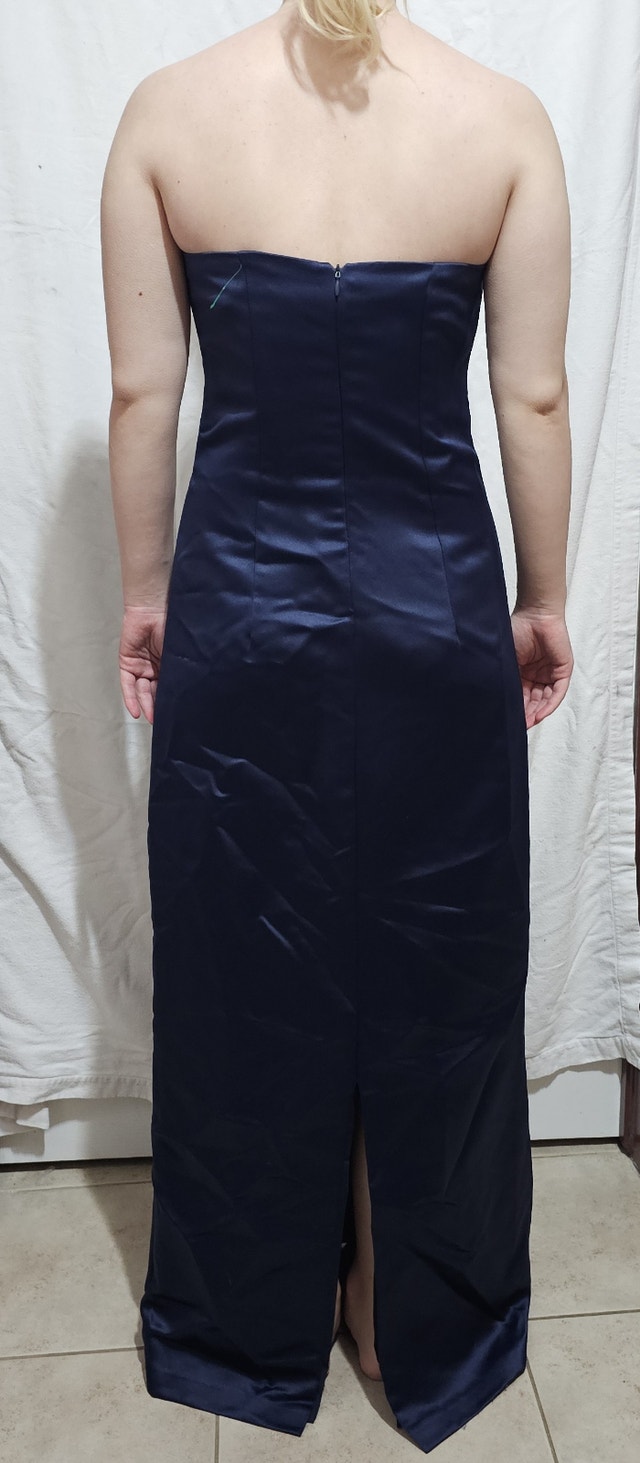 Women's Size 6 Navy Blue Strapless Satin A-Line & Shawl Dress - photo 2