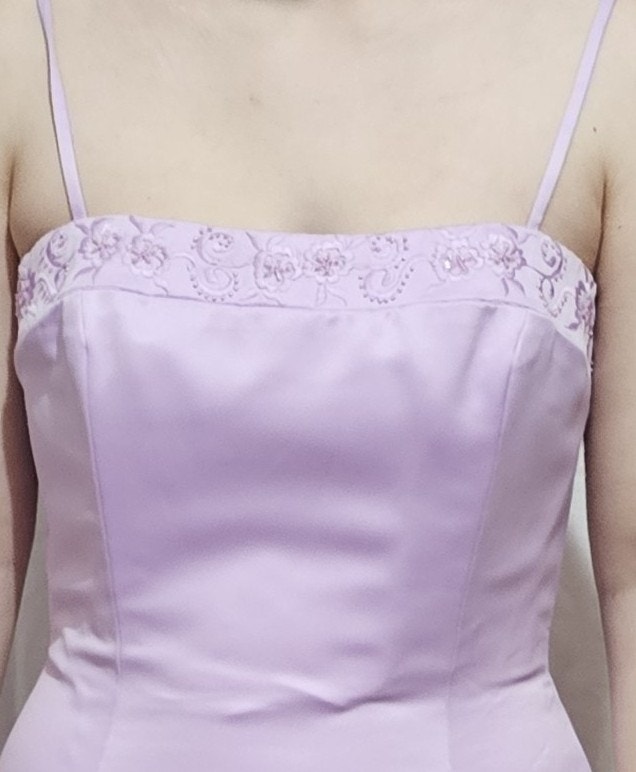 Silhouetes Women's Size 8 Orchid Satin A-Line Floral Dress - photo 2