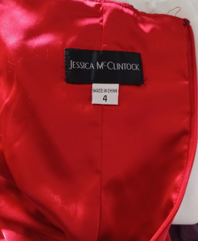 Jessica McClintock Size 4 Women's Formal Strapless Satin Red Gow - photo 4