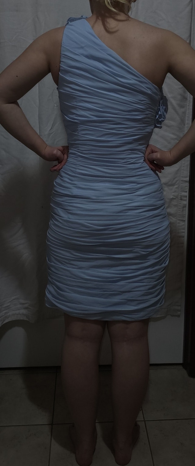JJ's House Size 4 Women's Formal One Shoulder Light Blue Ruffle - photo 2