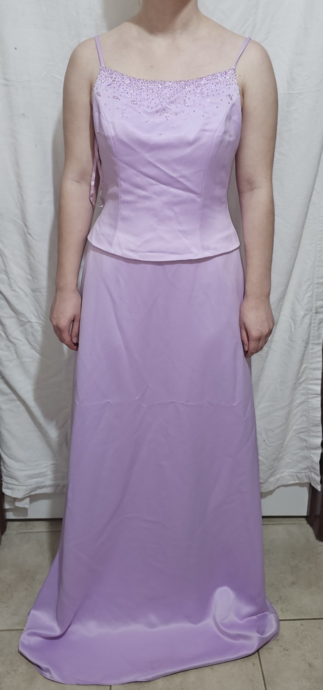 Women's Size 6 Strap Maxi Satin Light Purple A-Line Dress