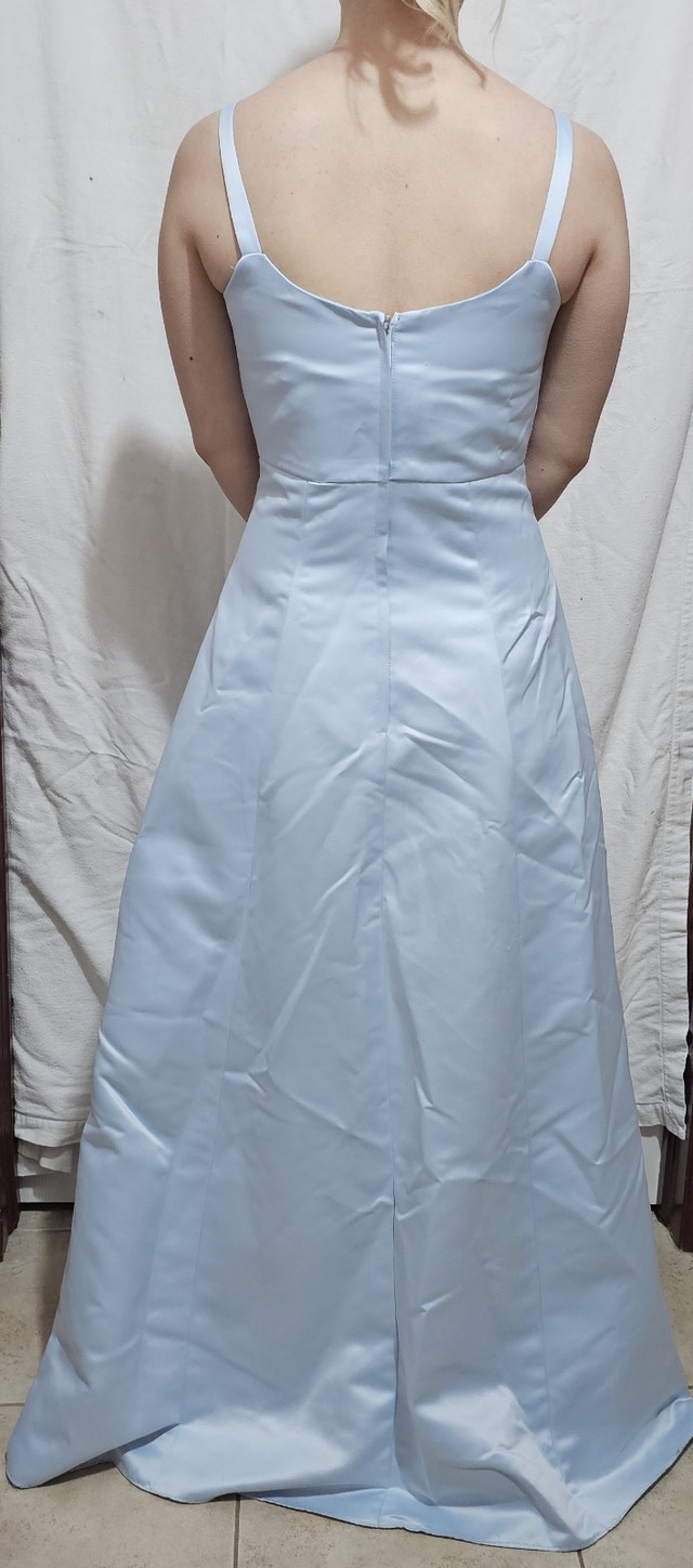 Women's Size 6 Strap Maxi Satin Blue A-Line Square Neck Dress - photo 2