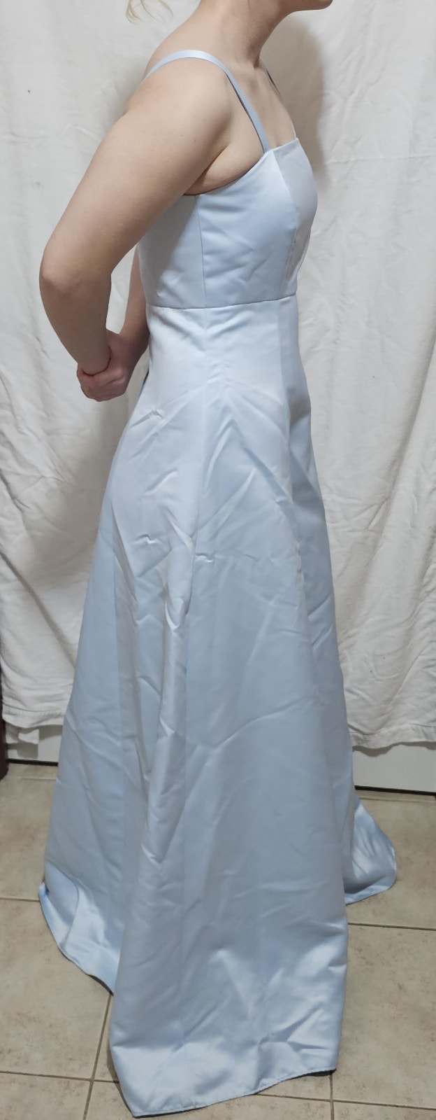 Women's Size 6 Strap Maxi Satin Blue A-Line Square Neck Dress - photo 3