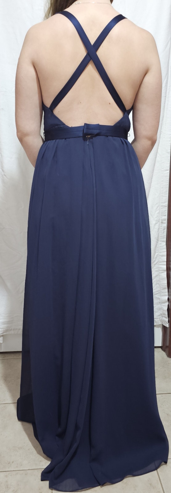 White by Vera Wang Women's Size 6 V Neck Halter Dark Blue w Sash - photo 2