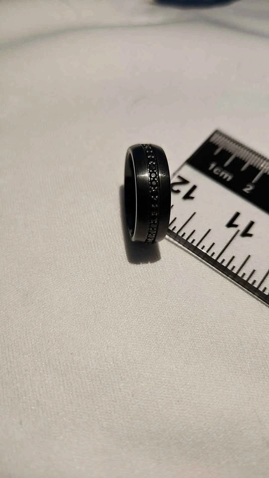 Natural Black Sapphire in Black Tungsten Carbide Ring