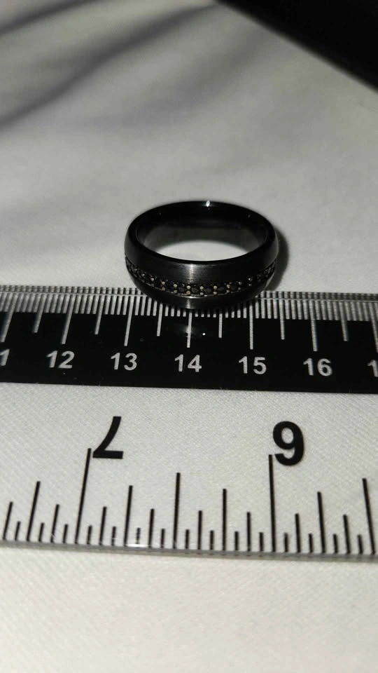 Natural Black Sapphire in Black Tungsten Carbide Ring - photo 2