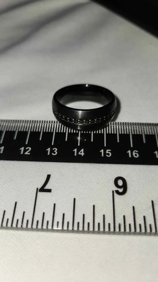 Natural Black Sapphire in Black Tungsten Wedding Band - photo 2