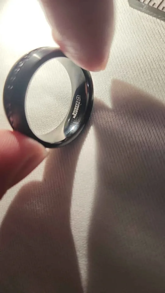Natural Black Sapphire in Black Tungsten Wedding Band - photo 4