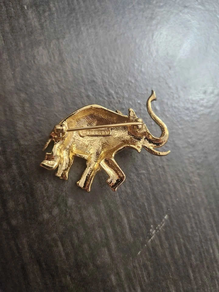 Gold Plated D'Orlan Elephant Brooch - photo 2