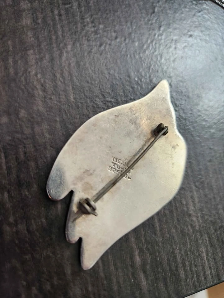 Heavy Mexico Sterling Large Leaf Brooch - photo 2