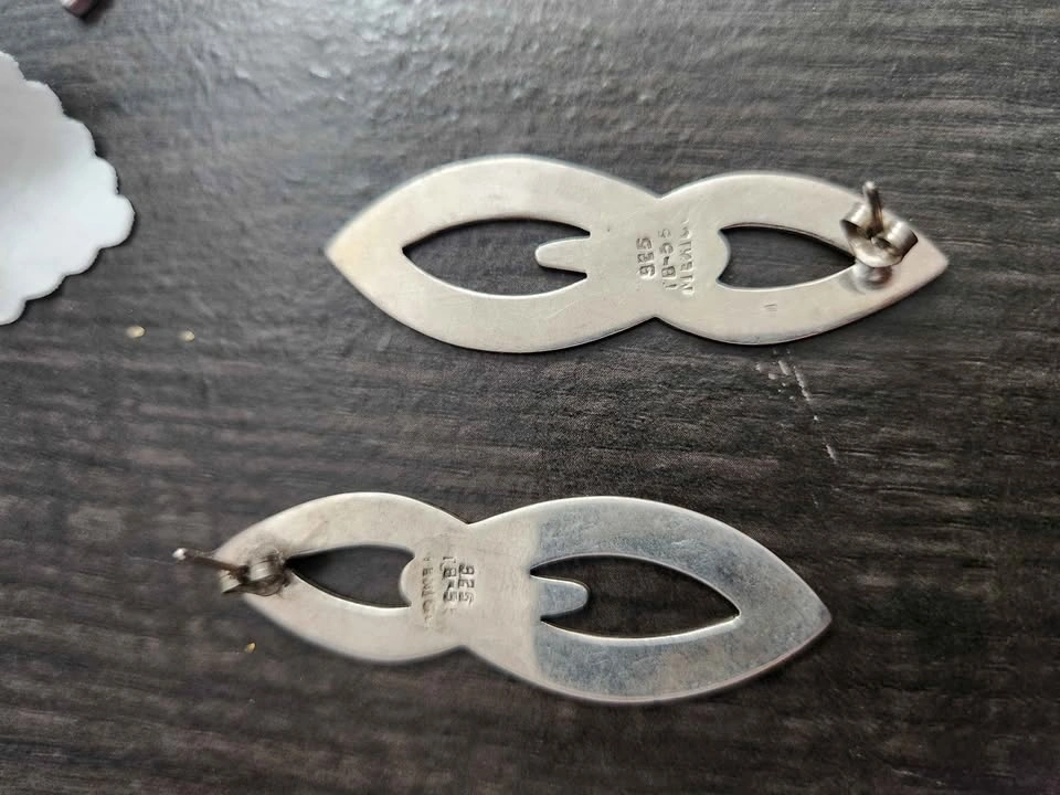 Heavy Mexico Sterling Leaf Earrings - photo 3