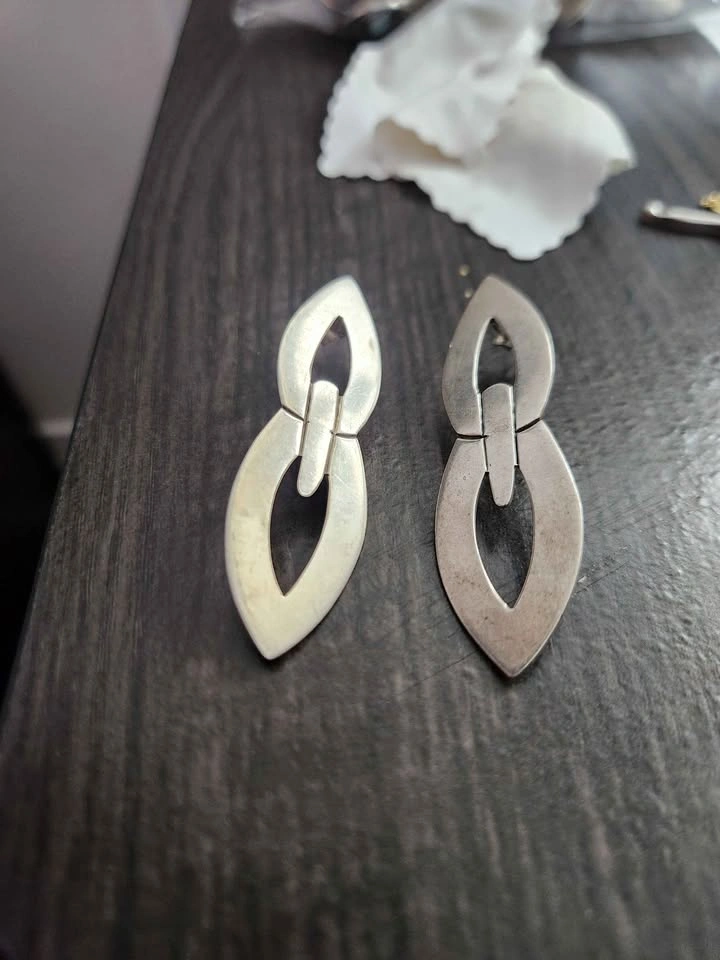 Heavy Mexico Sterling Leaf Earrings - photo 4