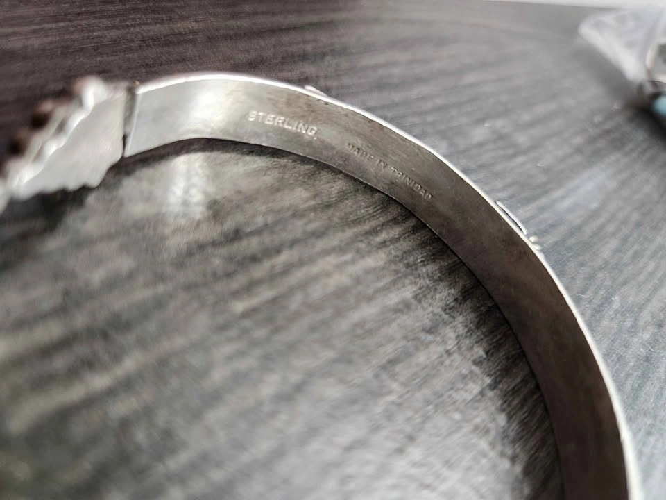 Vintage Trinidad and Tobago Sterling Cuff Bracelet, Grape Vine D - photo 3