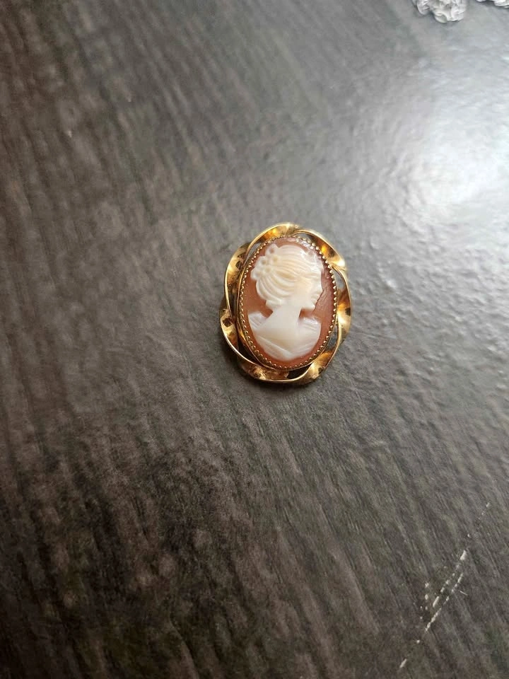 12k 1/20 Gold Filled Hand Carved Italian Shell Cameo "Carla" Bro