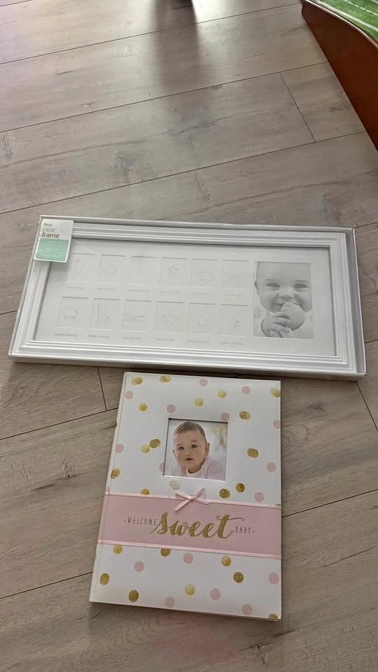NEW Baby Keepsake Bundle – First Year Photo Frame + Welcome Swee