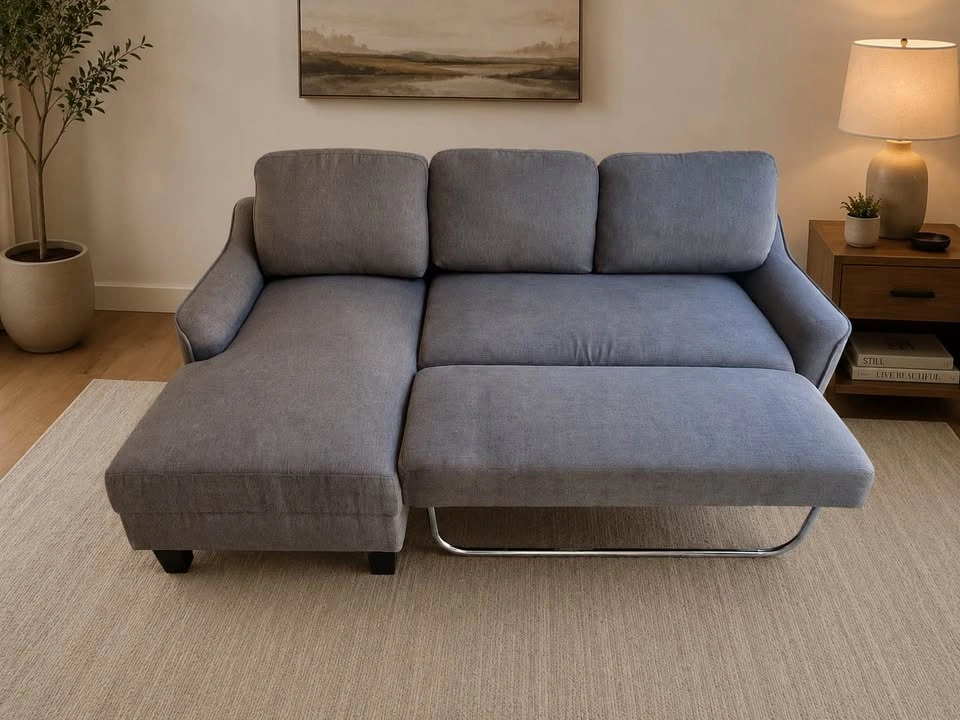 GP Home Grey Sectional Sofa Couch w/ Chaise + Pull Out - photo 2