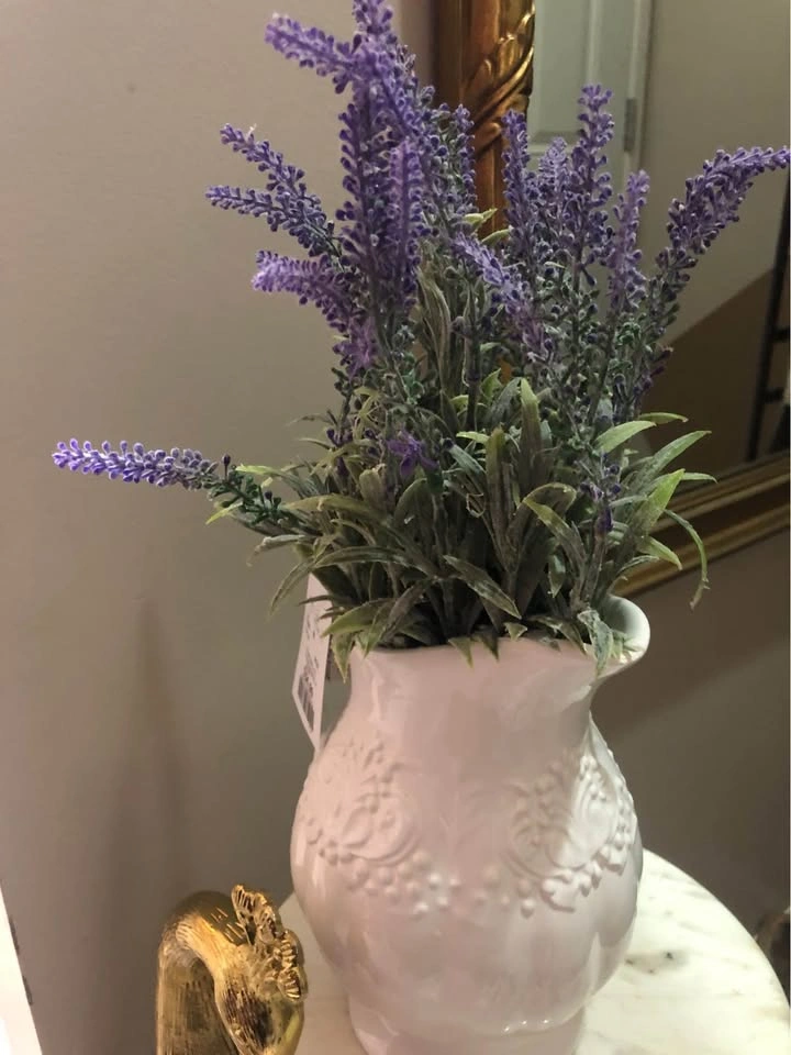 ⚽️ Faux Lavender in White Vase - photo 2