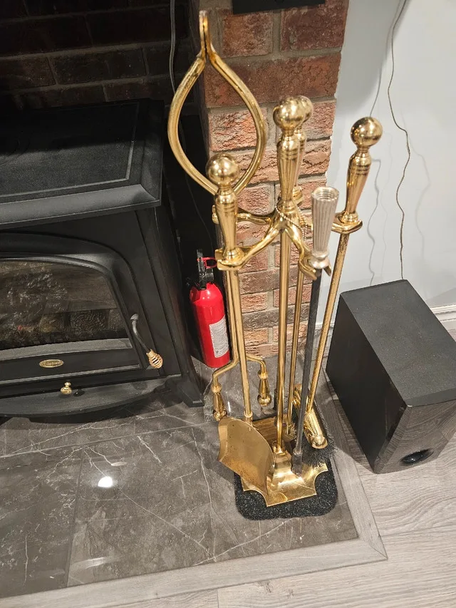 Fireplace tools set brass