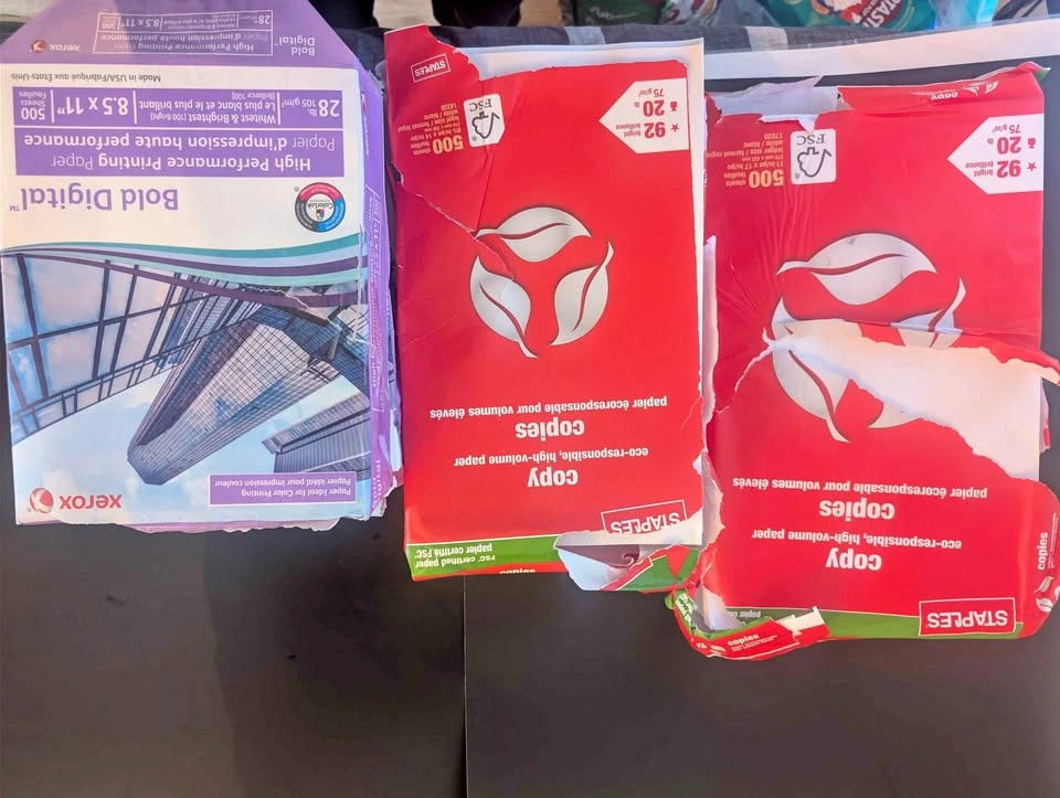 Xerox Bold Digital and Staples Copy Paper Reams