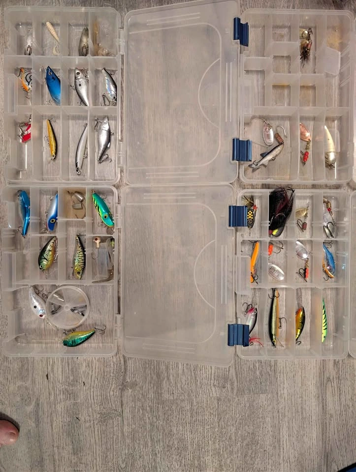 Large Fishing Lures Tackle Boxes and Gear Lot