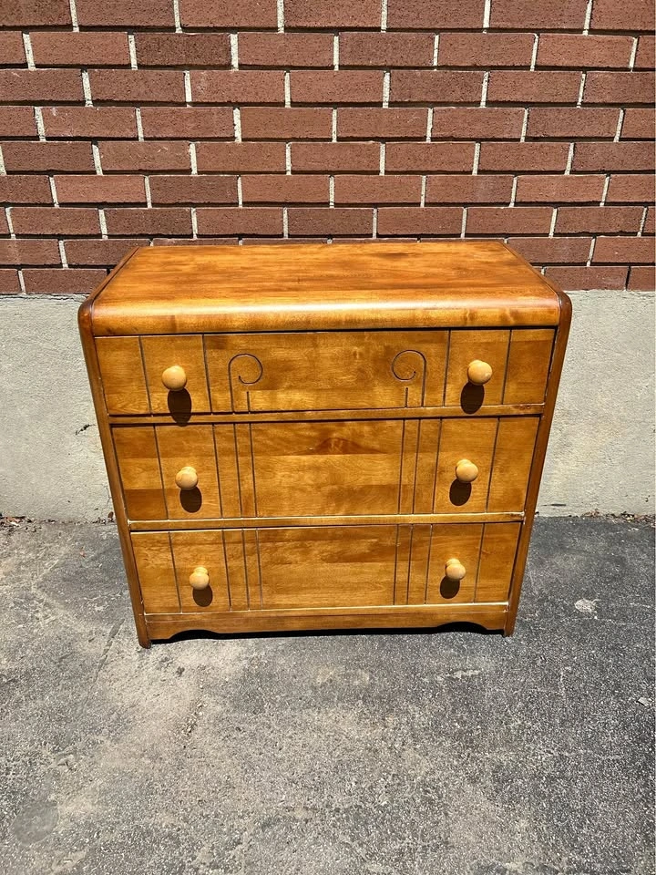 Art Deco Solid Wood 3-Drawer Dresser