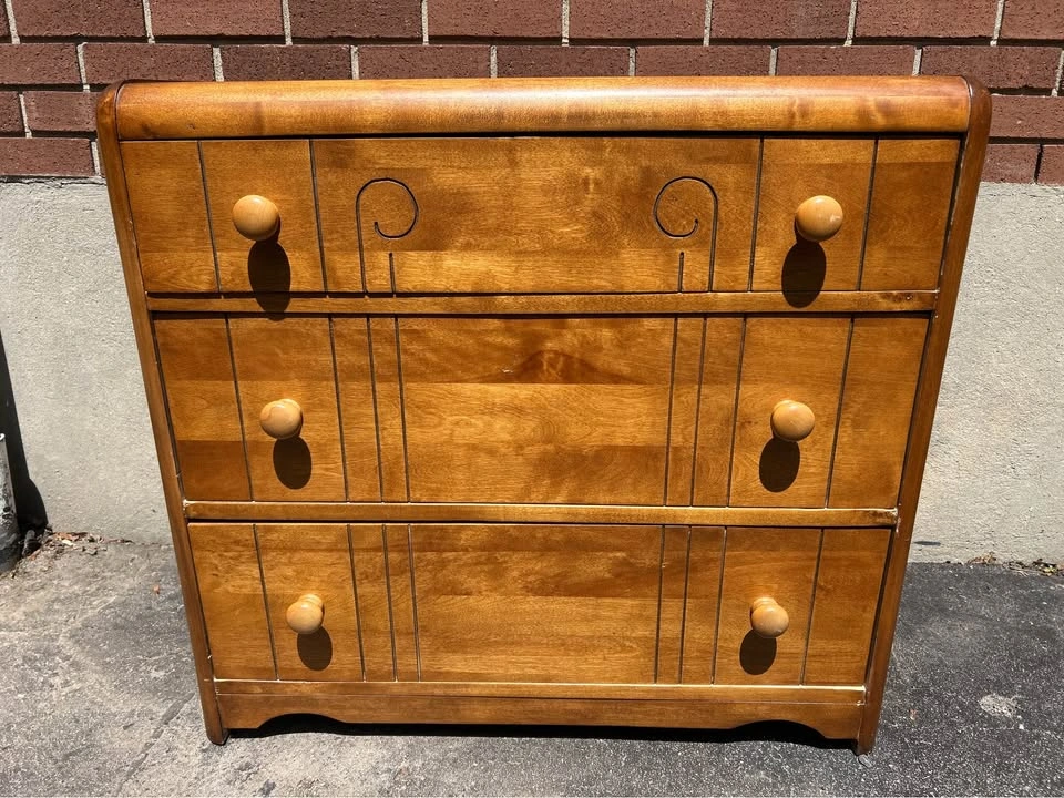 Art Deco Solid Wood 3-Drawer Dresser - photo 2