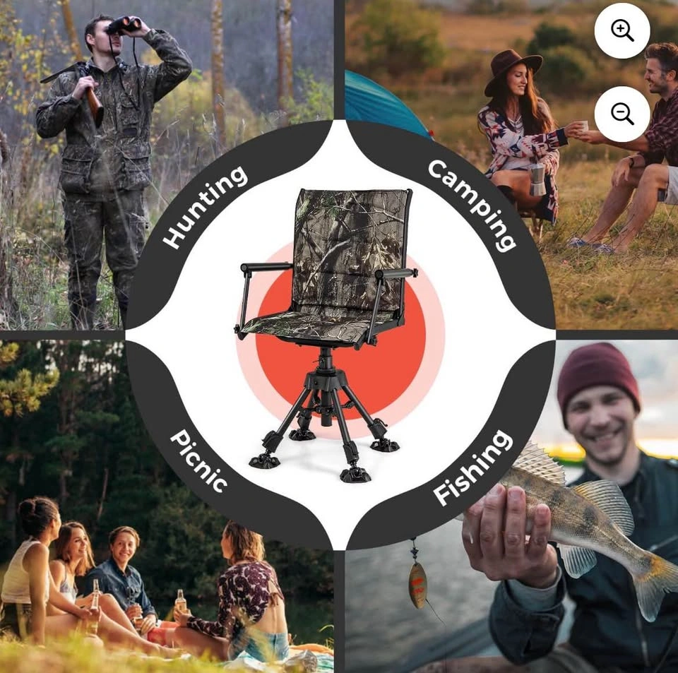 NEW 360° Swivel Outdoor Chair with Adjustable Legs – Camouflage - photo 3