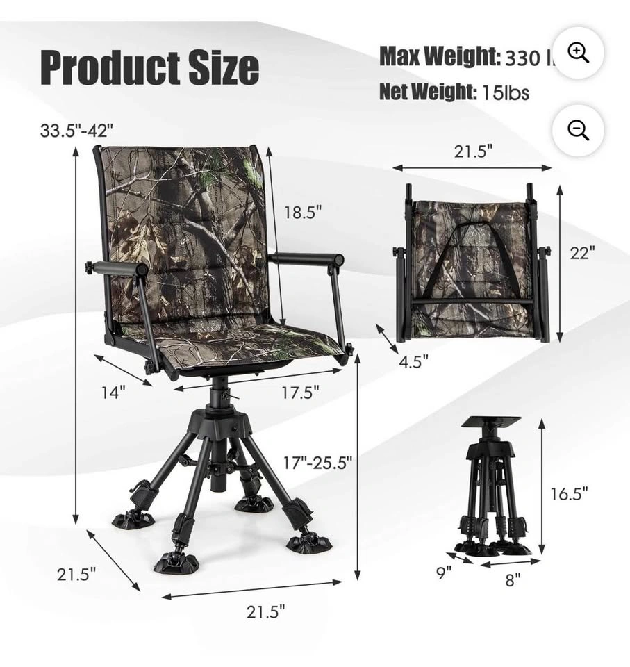 NEW 360° Swivel Outdoor Chair with Adjustable Legs – Camouflage - photo 5