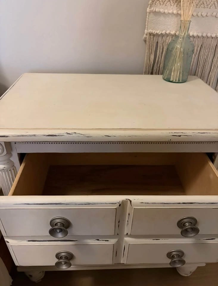 Vintage Cream Distressed Nightstand with 2 Drawers - photo 2