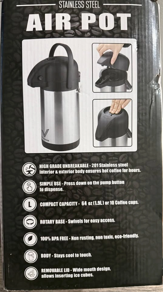 Vondior Stainless Steel Air Pot – 1.9L (64 oz) - photo 2