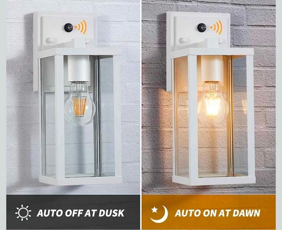 NEW - White Outdoor Wall Sconces with Dusk to Dawn Sensor (Set o - photo 2