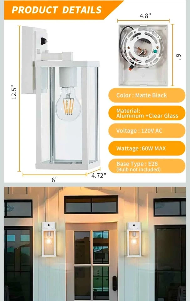 NEW - White Outdoor Wall Sconces with Dusk to Dawn Sensor (Set o - photo 3