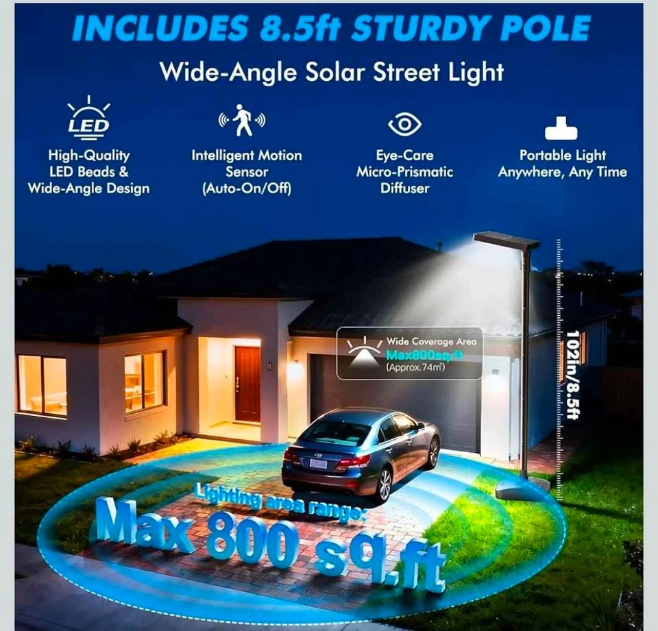 NEW - LED Solar Street Light 3CCT with 8.5ft Pole - photo 3