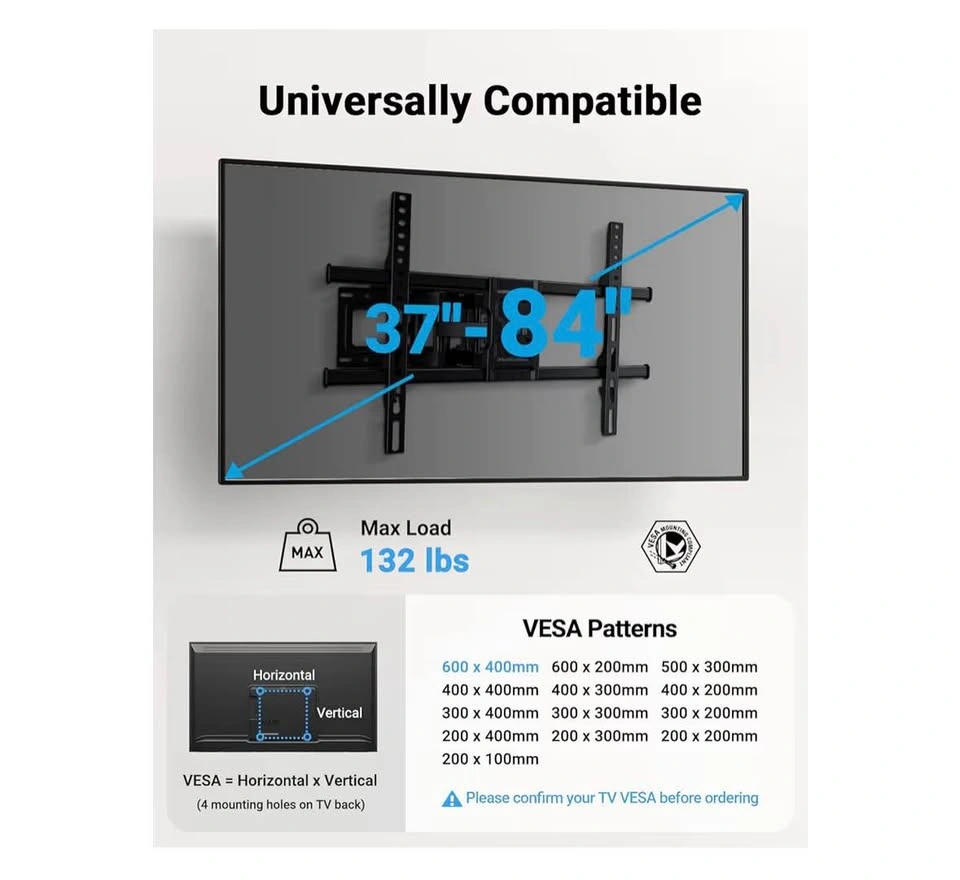 Pipishell Full Motion TV Wall Mount 37-84" (132 lbs) - photo 2