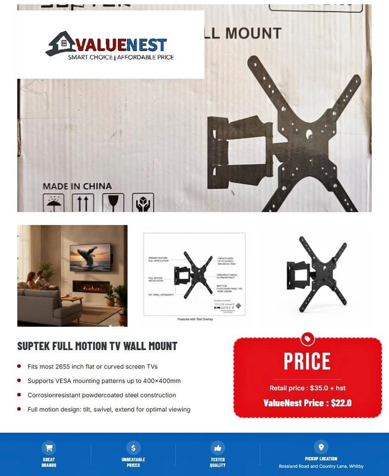 suptek Full Motion TV Wall Mount — Open Box