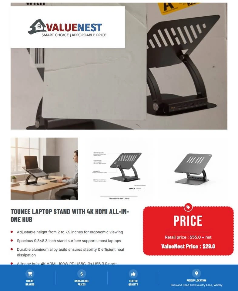 Laptop Stand with 4K HDMI All-in-One Hub — Open Box - photo 2