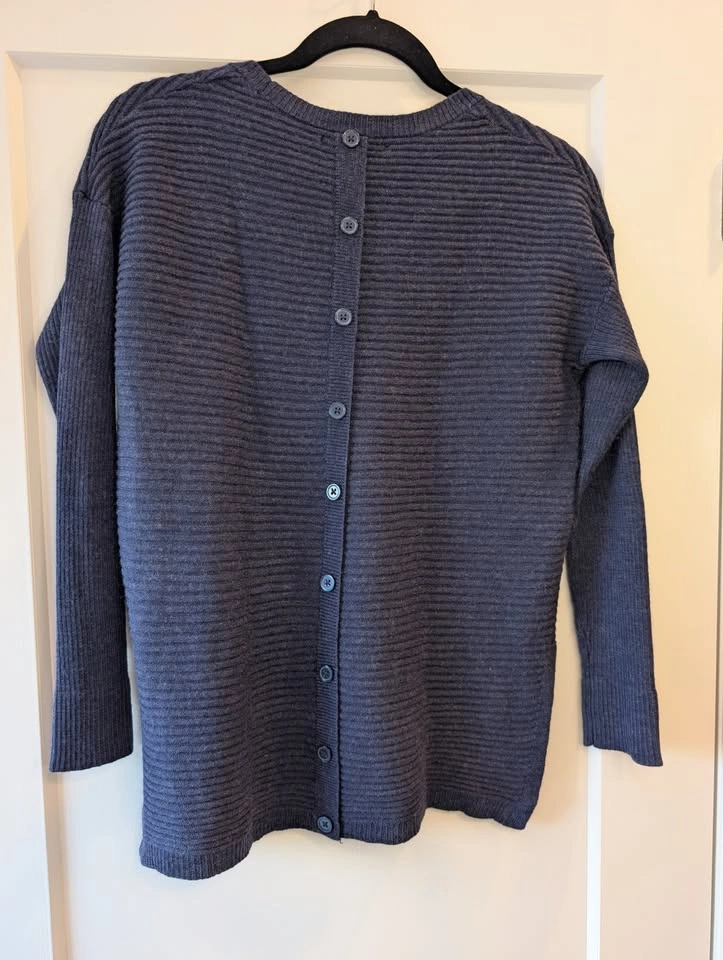 Tahari Navy Blue Ribbed High-Low Merino Wool Sweater Size Large - photo 5