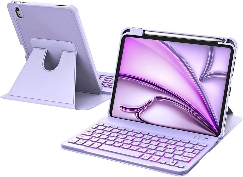 Purple Keyboard Case for iPad Air 11/10.9 with Mouse