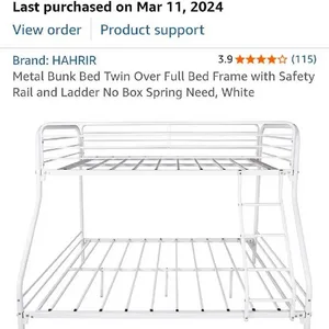 Metal Bunk Bed Twin Over Full Bed Frame with two clean mattress
