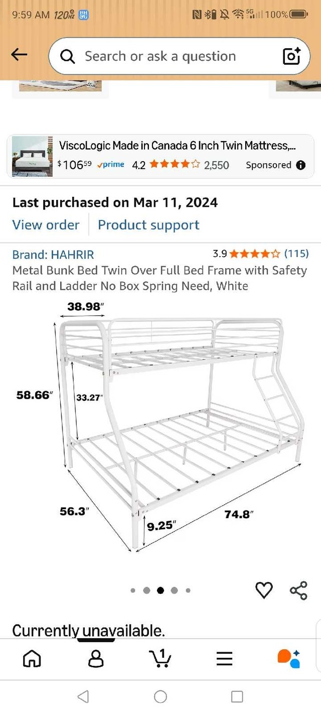 Metal Bunk Bed Twin Over Full Bed Frame - photo 2