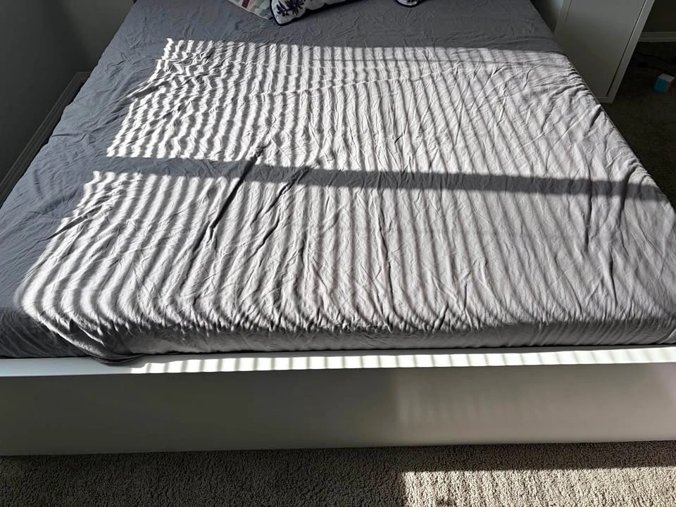 Queen Size White Colour Bed + Mattress Included