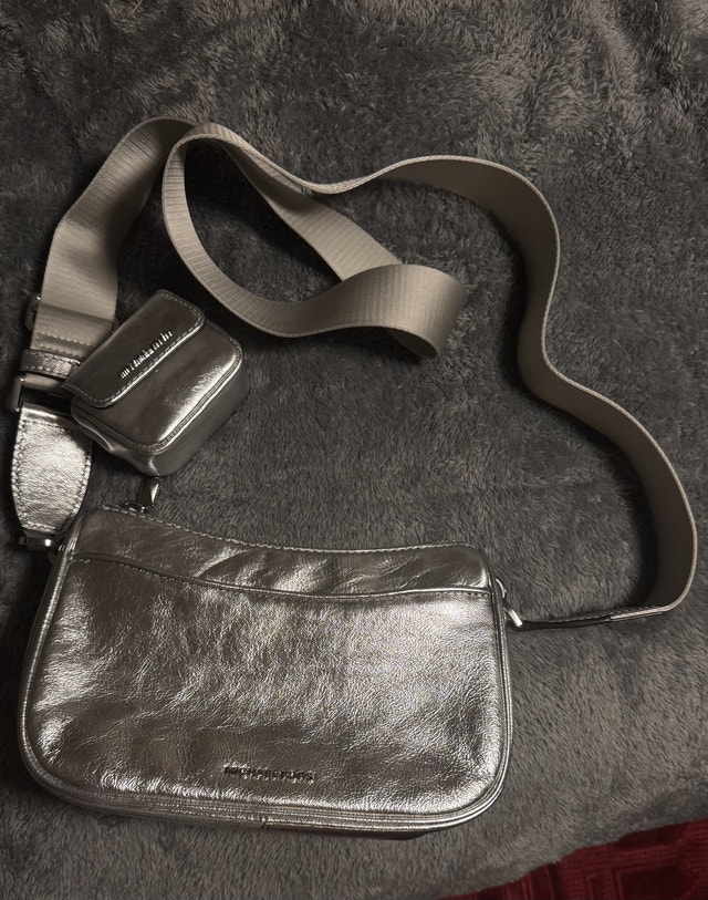 Michael Kors silver metallic cross bag