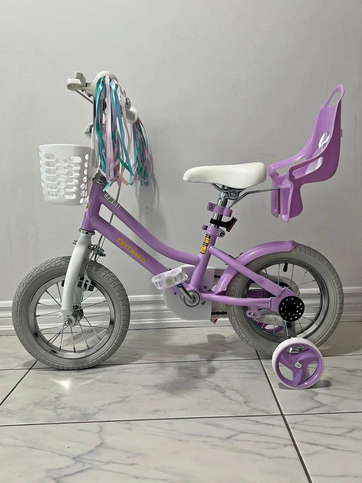 NEW Costway 12” Kids Bike w/ Training Wheels, Basket & Doll Seat