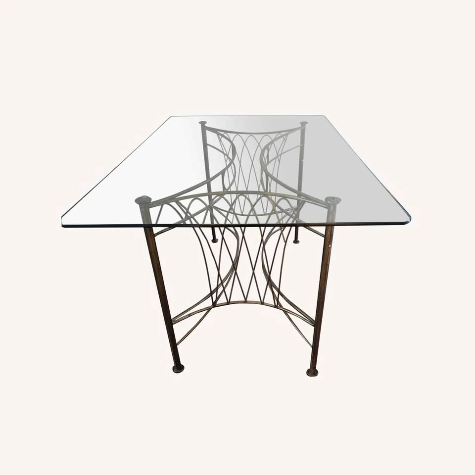 Wrought Iron 5-Piece Set: 1 Glass Table & 4 Chairs - photo 2