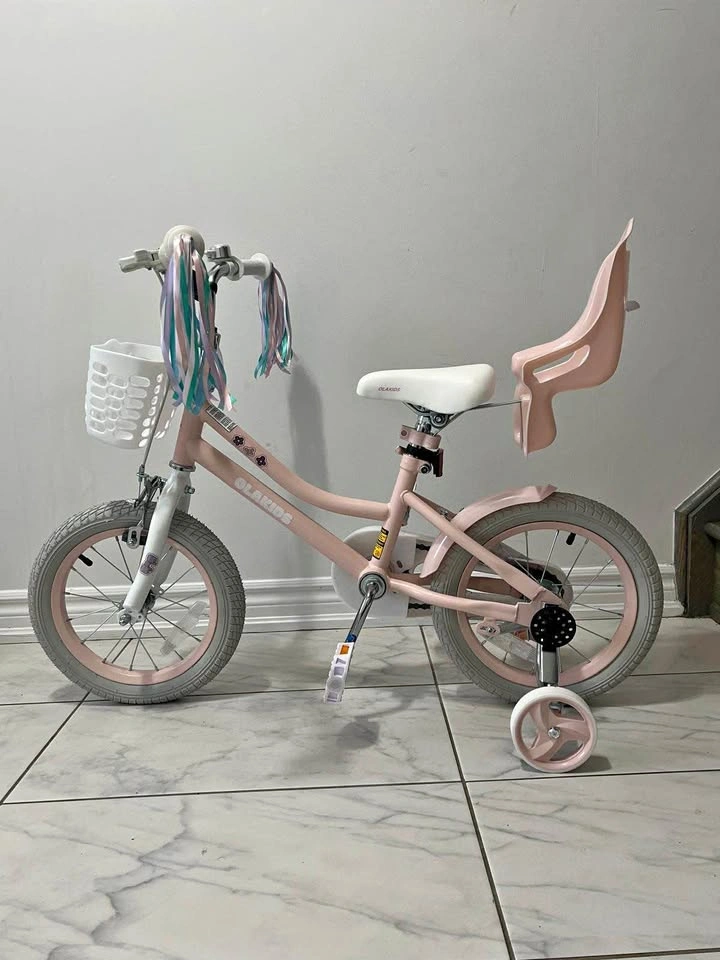 NEW OLAKIDS 12” Girls Bike w/ Training Wheels, Basket & Doll Sea