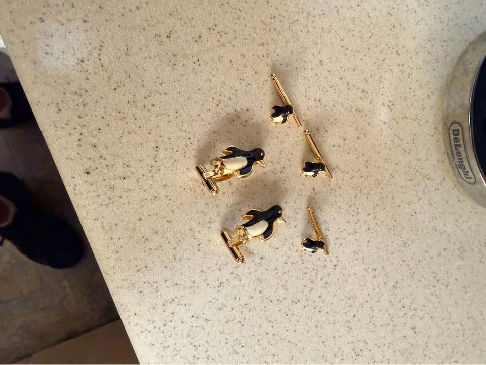 Enamel penguin cufflinks - photo 2