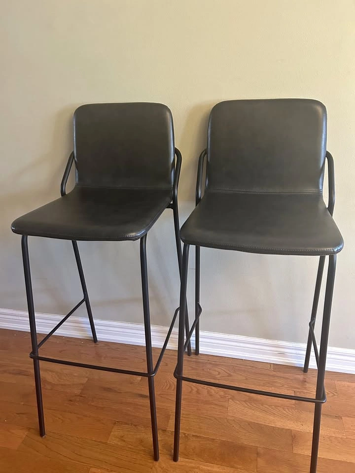 Bar Height Vegan Leather Stools (Set of 2)