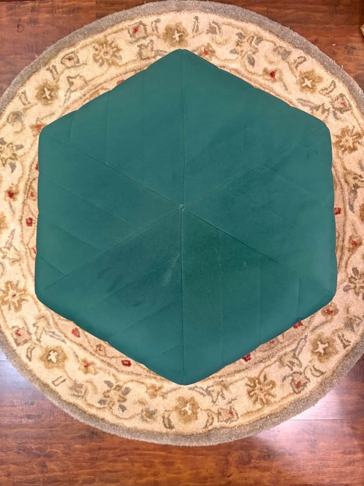 Green Velvet Pouf / Ottoman - photo 2
