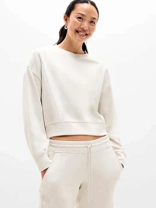 Athleta Women's Seasoft Rib Crewneck Sweatshirt ~ Bone ~ Small⚽️
